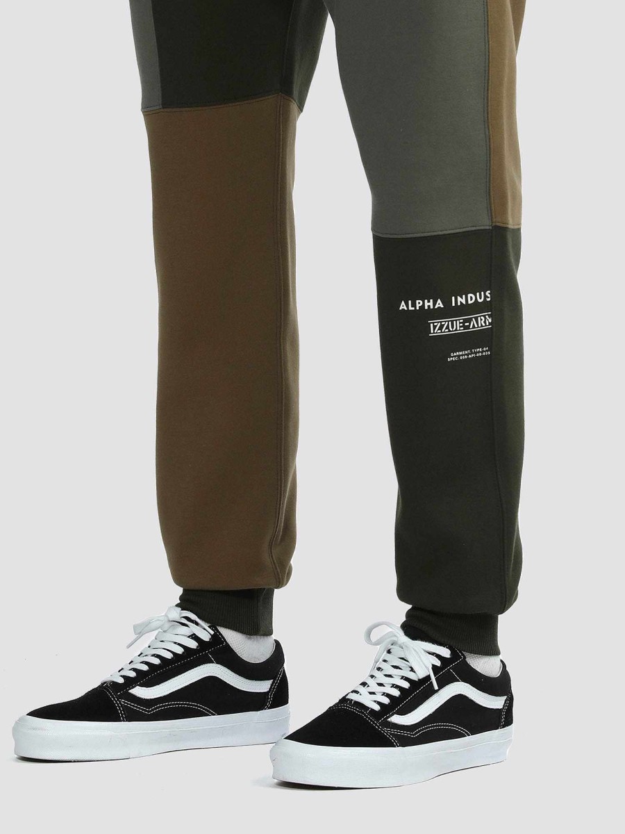 Men Alpha Industries Pants + Shorts | Alpha X Izzue Patchwork Bottom Olive