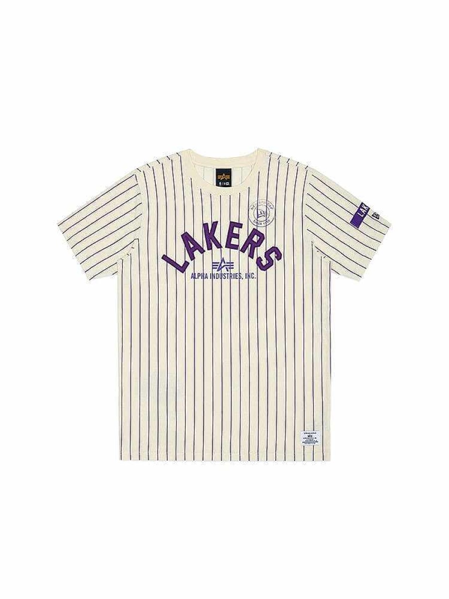 Nba Alpha Industries Nba X Alpha X New Era - Hoodies, Tees, & Shorts | Los Angeles Lakers X Alpha X New Era Tee White