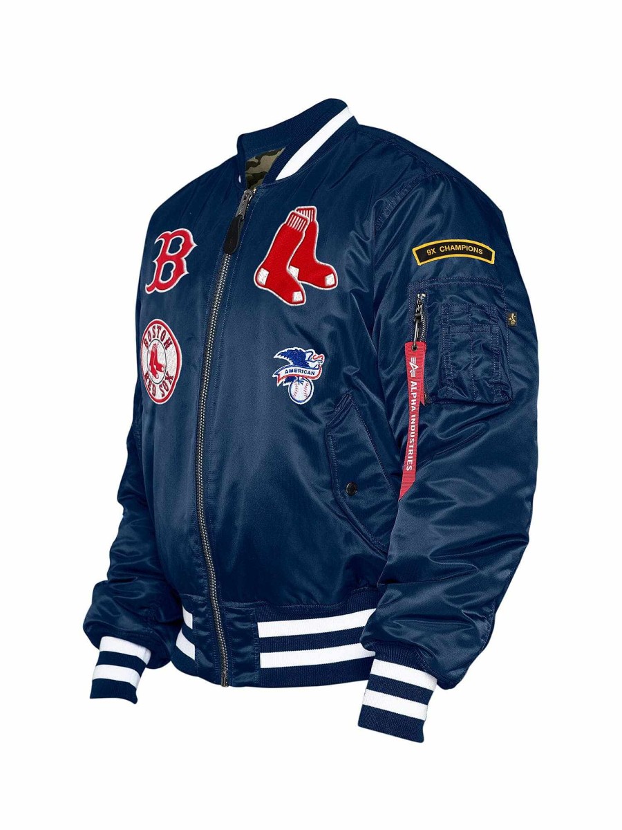 Mlb Alpha Industries Mlb X Alpha X New Era - Bomber Jackets | Boston Red Sox X Alpha X New Era Ma-1 Bomber Jacket Replica Blue