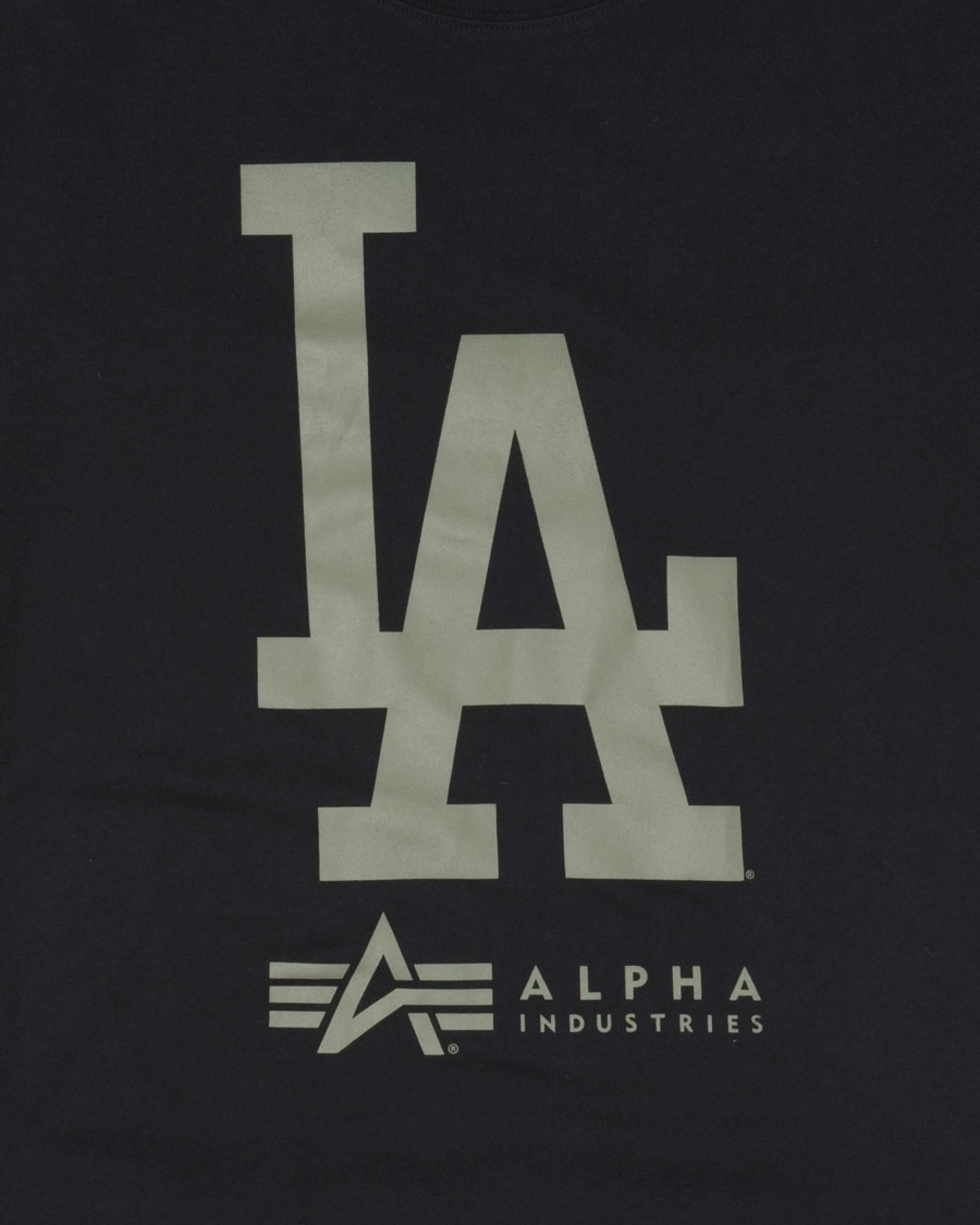 Mlb Alpha Industries Mlb X Alpha X New Era - Hoodies, Tees, & Shorts | Los Angeles Dodgers X Alpha X New Era T-Shirt W Black