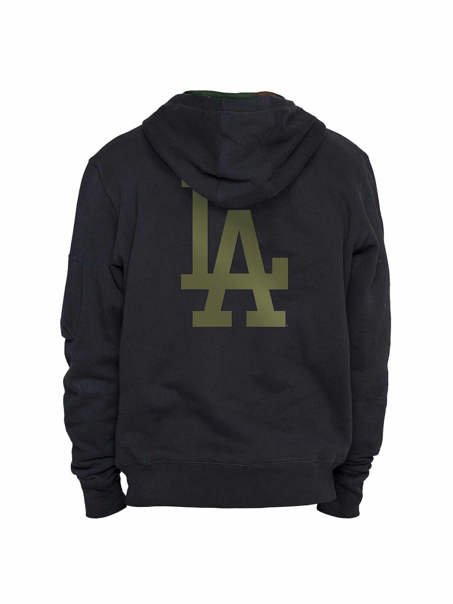Mlb Alpha Industries Mlb X Alpha X New Era - Hoodies, Tees, & Shorts | Los Angeles Dodgers X Alpha X New Era Hoodie Black