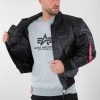 Men Alpha Industries Outerwear | Cwu Leather Black