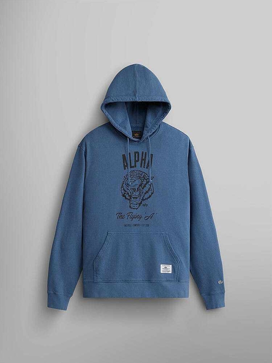 Men Alpha Industries Hoodies + Sweatshirts | Alpha Tiger Hoodie Copen Blue
