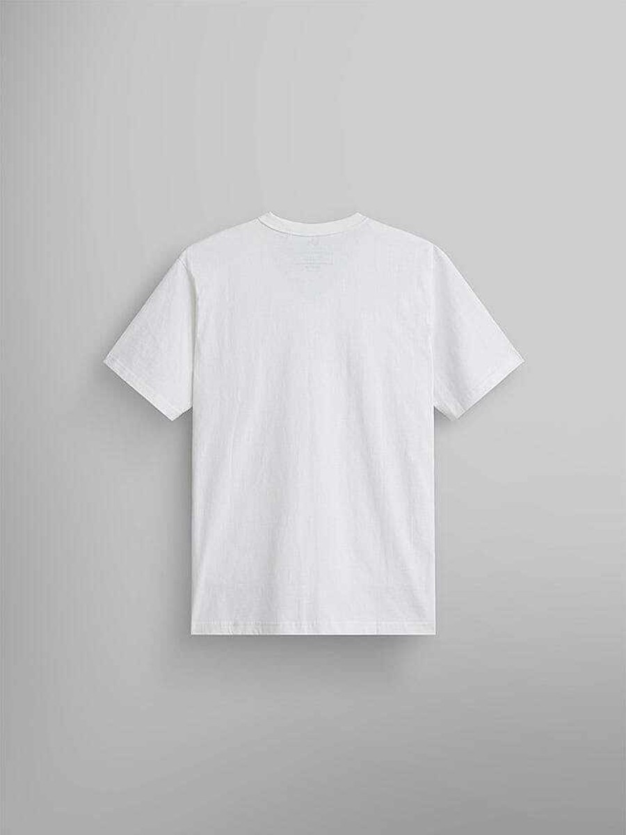 Men Alpha Industries T-Shirts | Nasa Essential Pocket Tee White