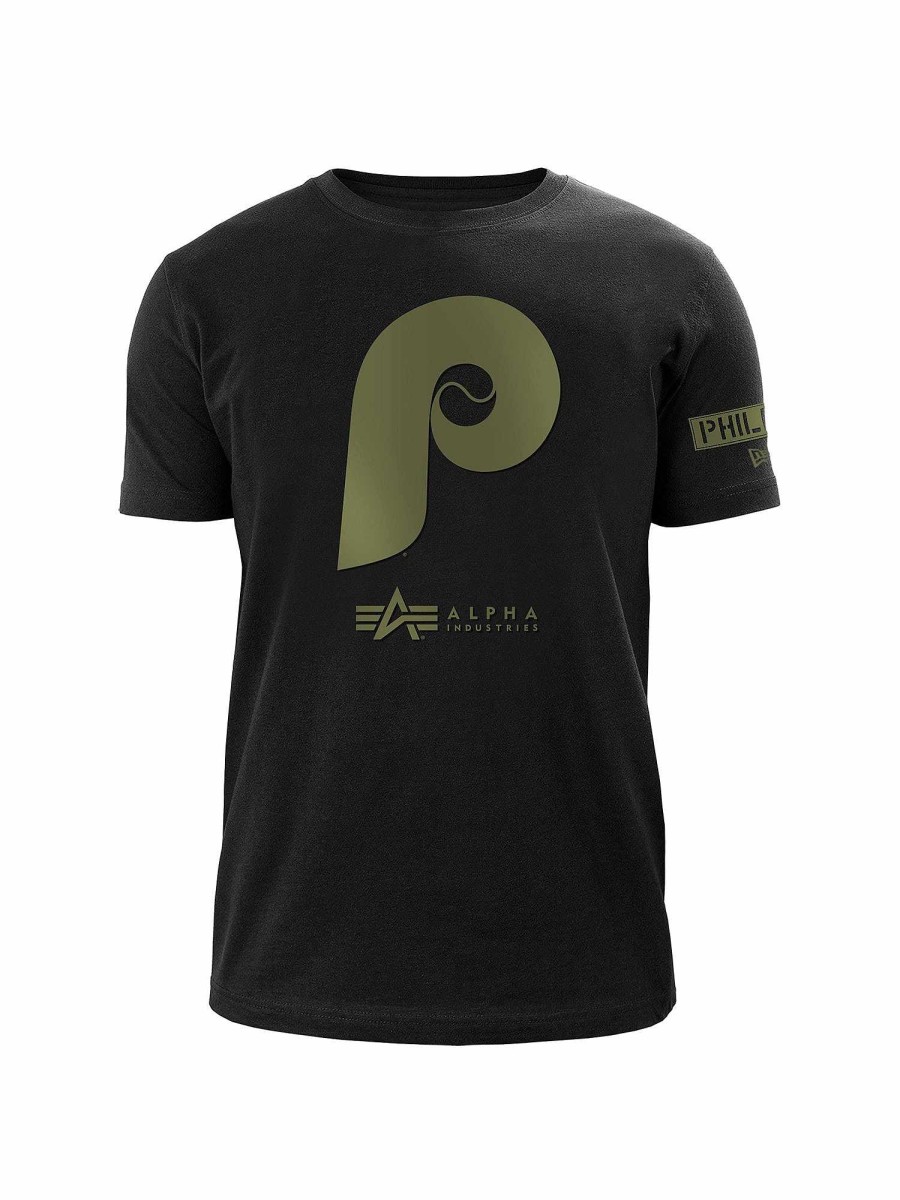 Mlb Alpha Industries Mlb X Alpha X New Era - Hoodies, Tees, & Shorts | Philadelphia Phillies X Alpha X New Era T-Shirt Black