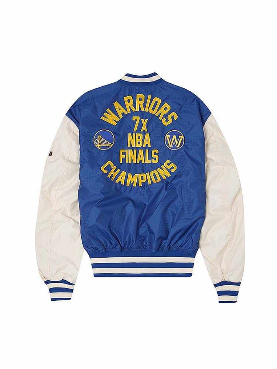 Nba Alpha Industries Nba X Alpha X New Era - Bomber Jackets | Golden State Warriors X Alpha X New Era L-2B Bomber Jacket Blue
