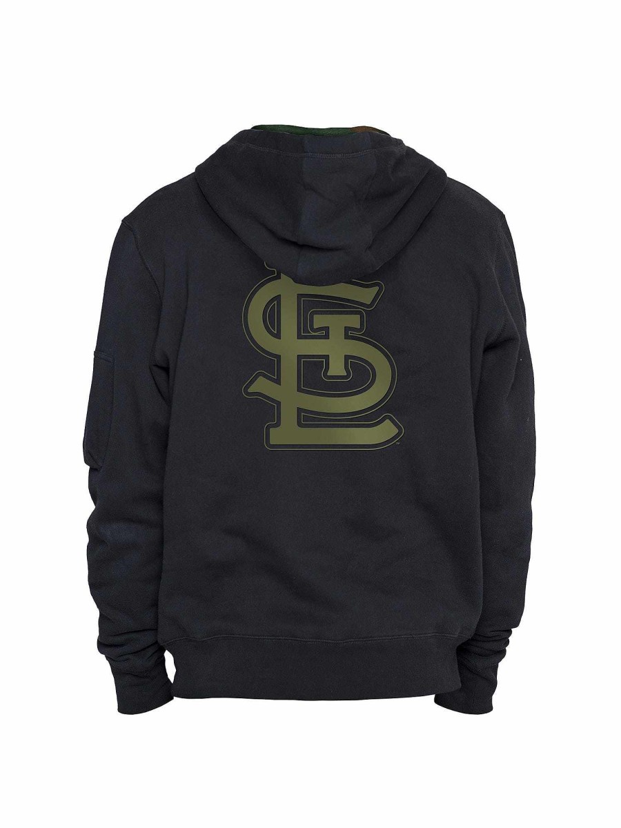 Mlb Alpha Industries Mlb X Alpha X New Era - Hoodies, Tees, & Shorts | St. Louis Cardinals X Alpha X New Era Hoodie Black