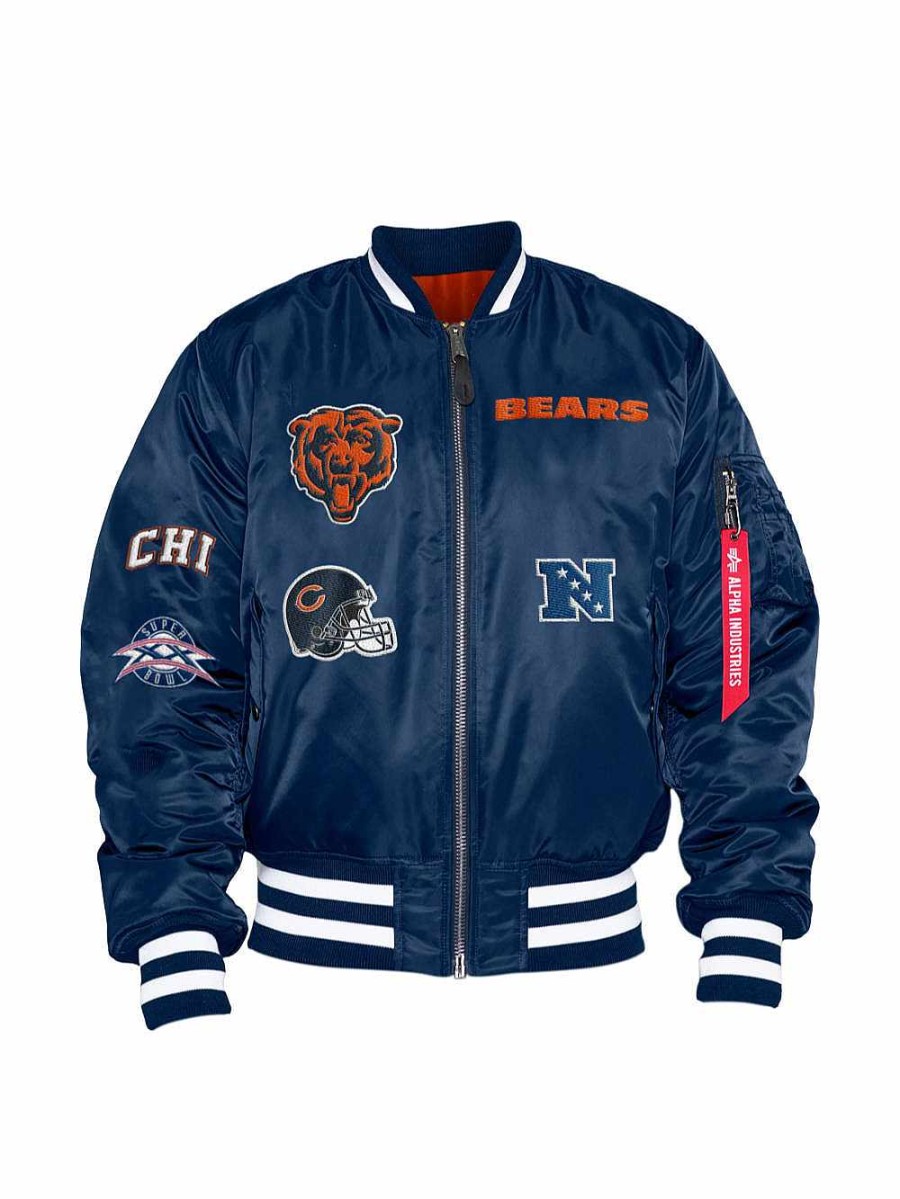 Nfl Alpha Industries Nfl X Alpha X New Era - Bomber Jackets | Chicago Bears X Alpha X New Era Ma-1 Bomber Jacket Replica Blue