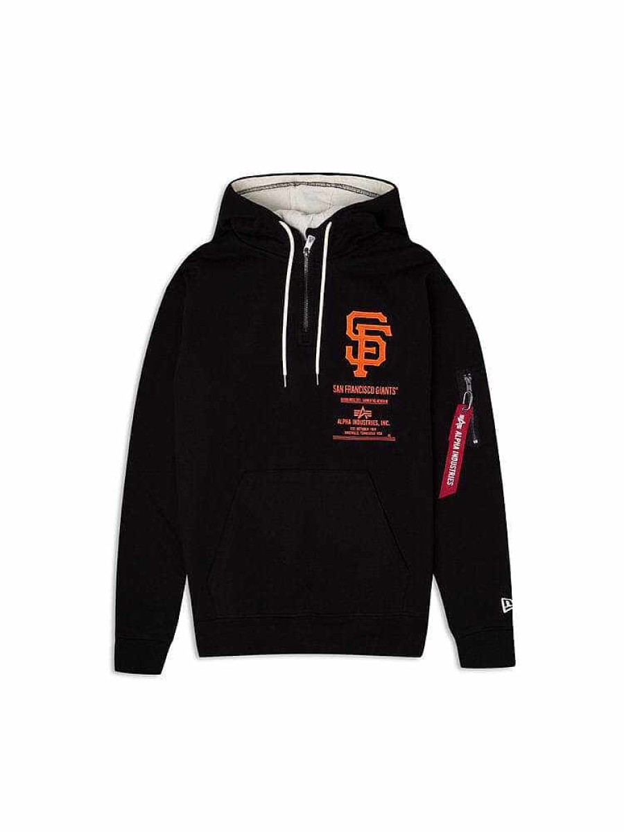 Mlb Alpha Industries Mlb X Alpha X New Era - Hoodies, Tees, & Shorts | San Francisco Giants X Alpha X New Era Hoodie Black
